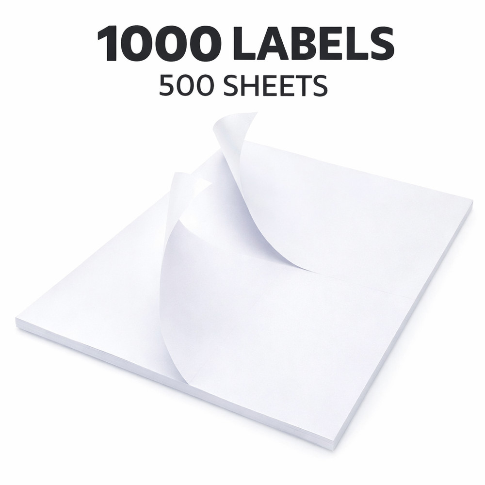 1000 Half Sheet Shipping Labels 8.5×5.5 Self Adhesive 500 Sheets Matte White