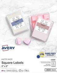 Avery 22806 Square Permanent Labels, 2-Inch x2-Inch, 300/PK, WE
