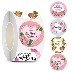 500 Pcs 1 Inch Happy Mother’s Day Gift Tag Sticker Roll Envelopes Seals Stickers