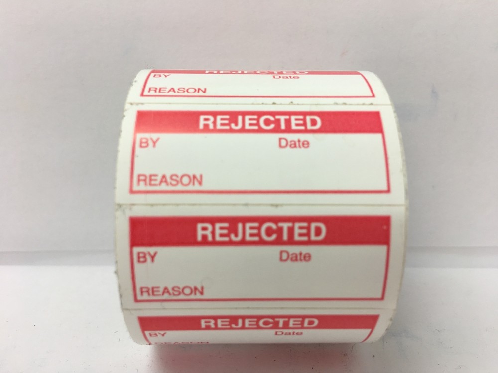 350 Labels of 1-1/2″ x 5/8″ Red REJECTED Inspection Quality Control Labels