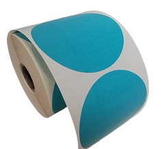 ZEBRA / ELTRON Direct Thermal Labels 3″ Round Teal – (12) Rolls of 500 EA