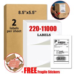 1100 Premium 8.5″X 5.5″ Self Adhesive Shipping Labels Half Sheet for Laser