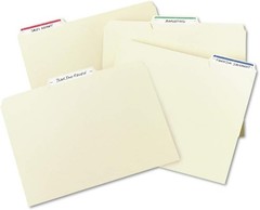 Permanent File Folder Labels, 11/16 x 3 7/16, White/Dark Blue Bar, 252/Pack
