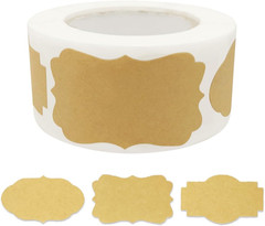 300 Pcs Gift Tag Name Labels Stickers, Kraft Blank Self-Adhesive Jar Labels
