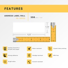 DYMO LW 30252 Direct Thermal Address Labels (1-1/8″ x 3-1/2″) – (6) Rolls of 350