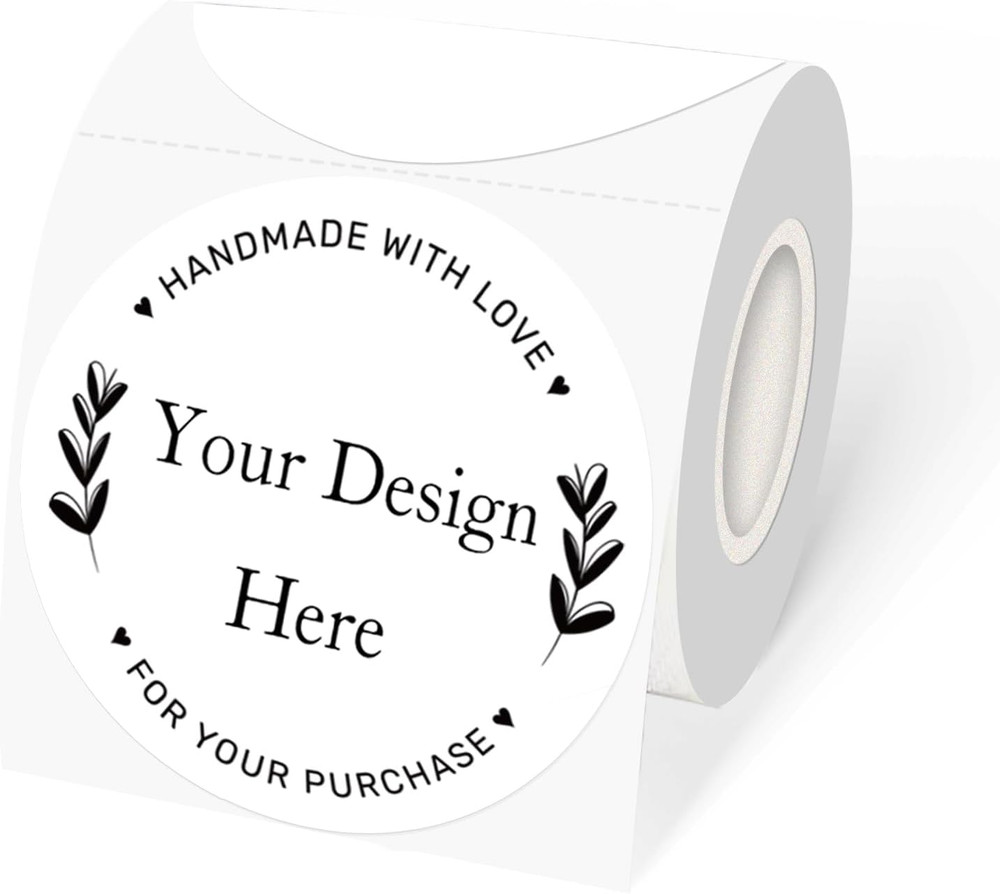 2 Inch White round Thermal Labels Sticker, Waterproof Circle Direct Thermal Labe