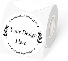 2 Inch White round Thermal Labels Sticker, Waterproof Circle Direct Thermal Labe