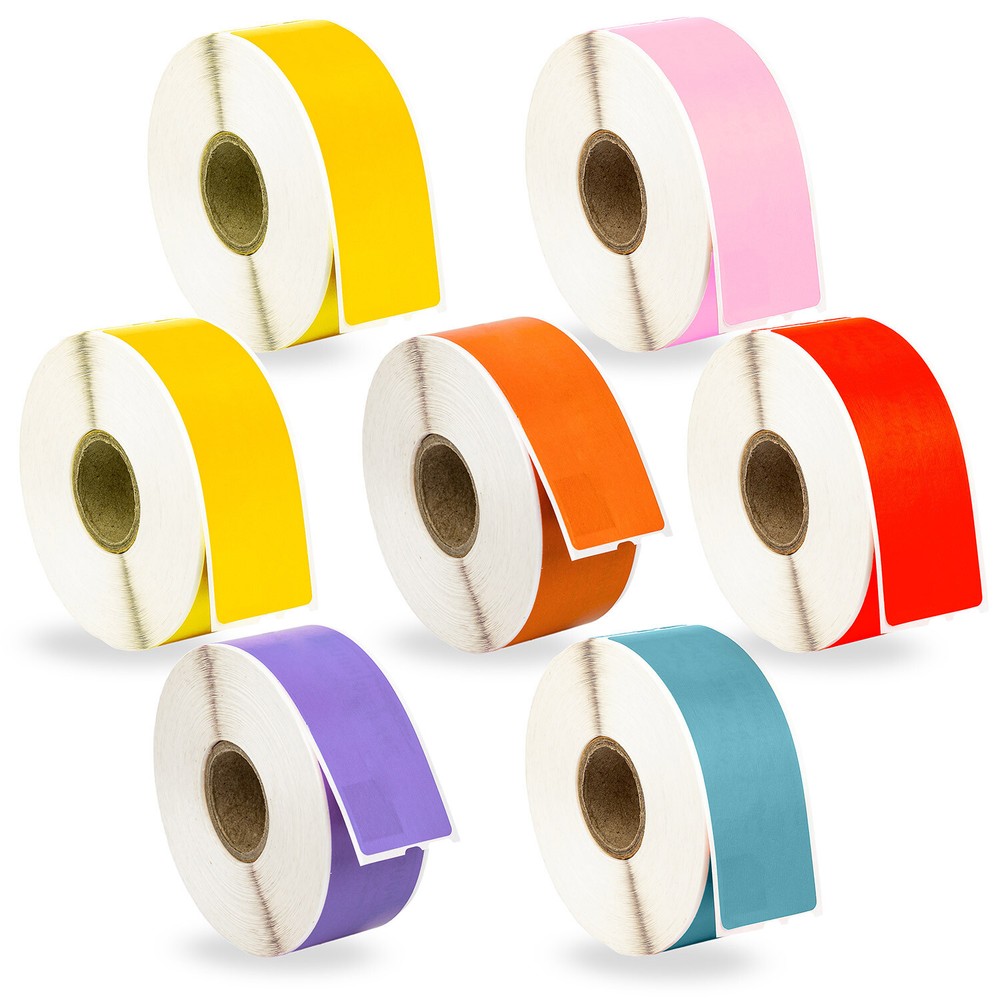 DYMO 30252 – 7 Rolls – 2 YELLOW 1 ea. PINK ORANGE RED LAVENDER BLUE