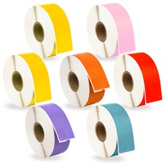 DYMO 30252 – 7 Rolls – 2 YELLOW 1 ea. PINK ORANGE RED LAVENDER BLUE