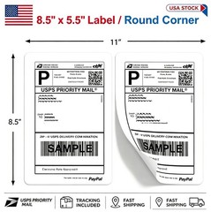 8.5×5.5 Half Sheet Shipping Labels for Laser & Inkjet – 2 Per Page Self Adhesive