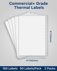 4×6 Thermal Labels, White Shipping Label Stickers, Commercial Grade Thermal P…
