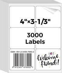 500 Sheets 3-1/3″ x 4″ 6 up Printable Sticker Paper 3000 Mailing Labels for Pack