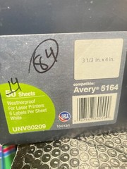 Avery 5164 Laser Shipping Label 3 1/3″ x 4″ 14 sheets 84 labels(U4)