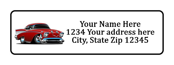 400 Red Hot Rod Personalized Return Address Labels 1/2 inch by 1 3/4 inch