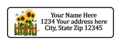 800 Sunflowers Fence Personalized Return Address Labels. 1/2 inch by 1 3/4 inch