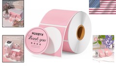 2 Inch Pink Circle Labels – 750 Self-Adhesive Thermal Stickers, Clear Printing
