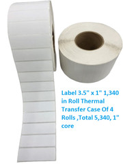 Label 3.5″ x 1″ 1,340 in Roll Thermal Transfer Case Of 4 Rolls ,Total 5,340, 1″