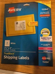 Five Avery shipping labels 3 1/3″ x 4″ 60 Labels 10 Sheets 15264