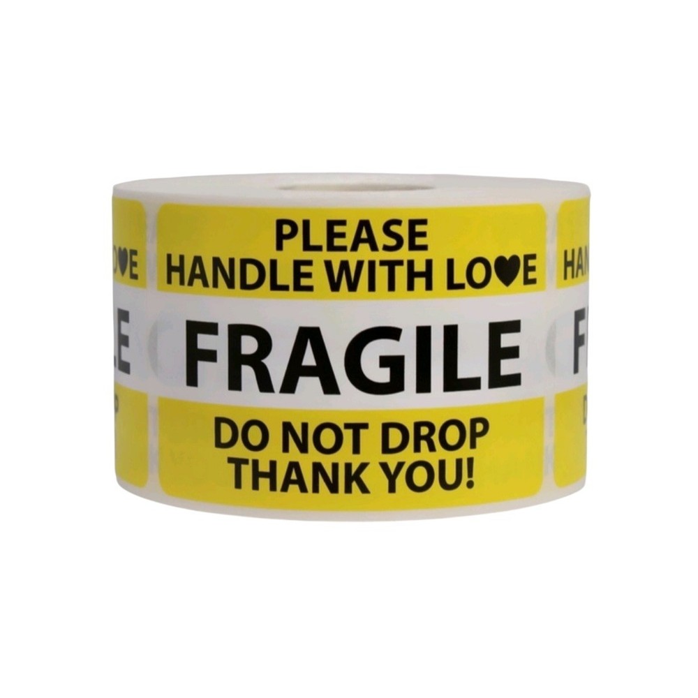 Shipping Labels 2×3 Yellow Fragile DND Permanent Adhesive Labels 2 RLS of 300 EA