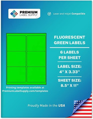 Fluorescent Neon Stickers – 4″ X 3.33″ – Fluorescent Orange, 600 Labels