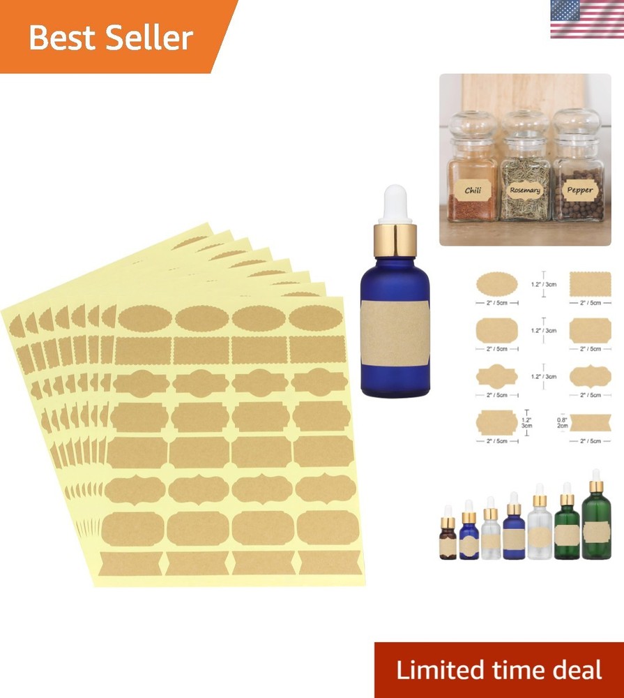 Elegant 256 Pcs Self-Adhesive Assorted Shape Labels with Cleaning Cloth Included