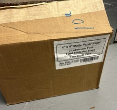 2,500 Labels 4” X 4” Matte Paper Inkjet. 3 Labels Per Fold, 1,250 Folds Stack