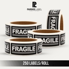 FRAGILE Warning Labels – Black Print | 1” x 3” | 250 Labels per Roll