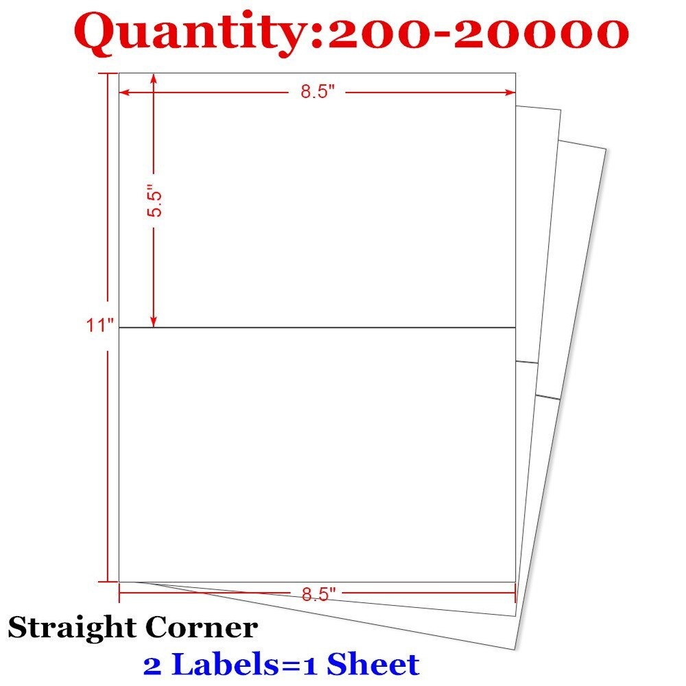 200-20000 8.5×5.5 Shipping Postage Label Half Sheet Self Adhesive