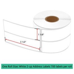 1 Roll 700 2-up Address Label 1-1/8″ x 3-1/2″ for Dymo 30253 LabelWriter 300