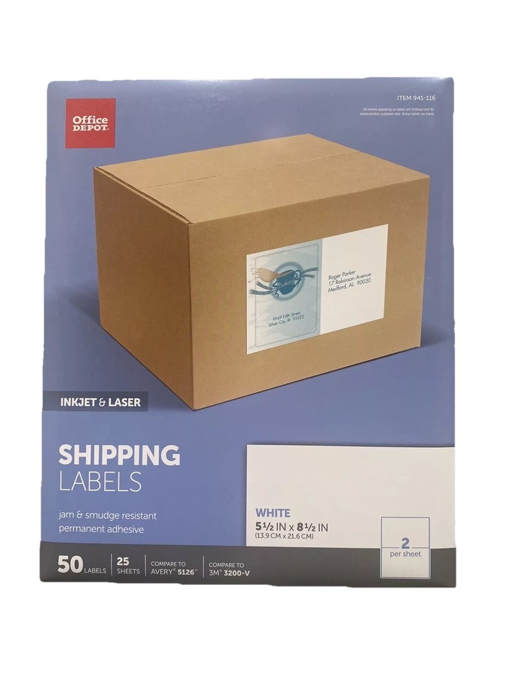 Office Depot Shipping Labels 5.5 X 8.5 Avery 5126