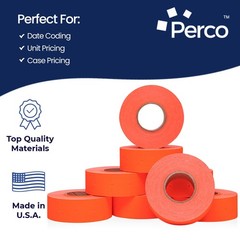 Perco 2 Line Fluorescent Red Labels – 32 Rolls, 4 Sleeves, 24,000 Blank Price…