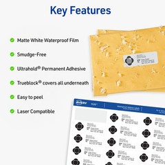 Waterproof Address Labels 1×2 58 White Polyester 1500 Blank Mailing Stickers