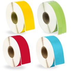 DYMO LW 30252 Address Labels – 12 Rolls – 3 each RED YELLOW BLUE GREEN – FAST !!