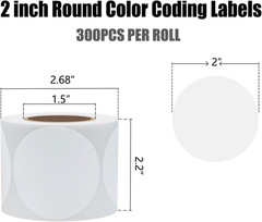 White Color Coding Dot Labels round Semi Gloss Paper Stickers Adhesive Label – D