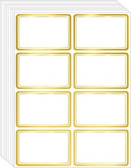 Name Labels, 200 Pack, 2″ x 3″, Waterproof, Gold Border, Permanent Adhesive