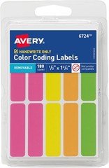 Color-Coding Removable Labels, 1/2″ X 1-3/4″, Assorted Neon Colors, Non-Printabl