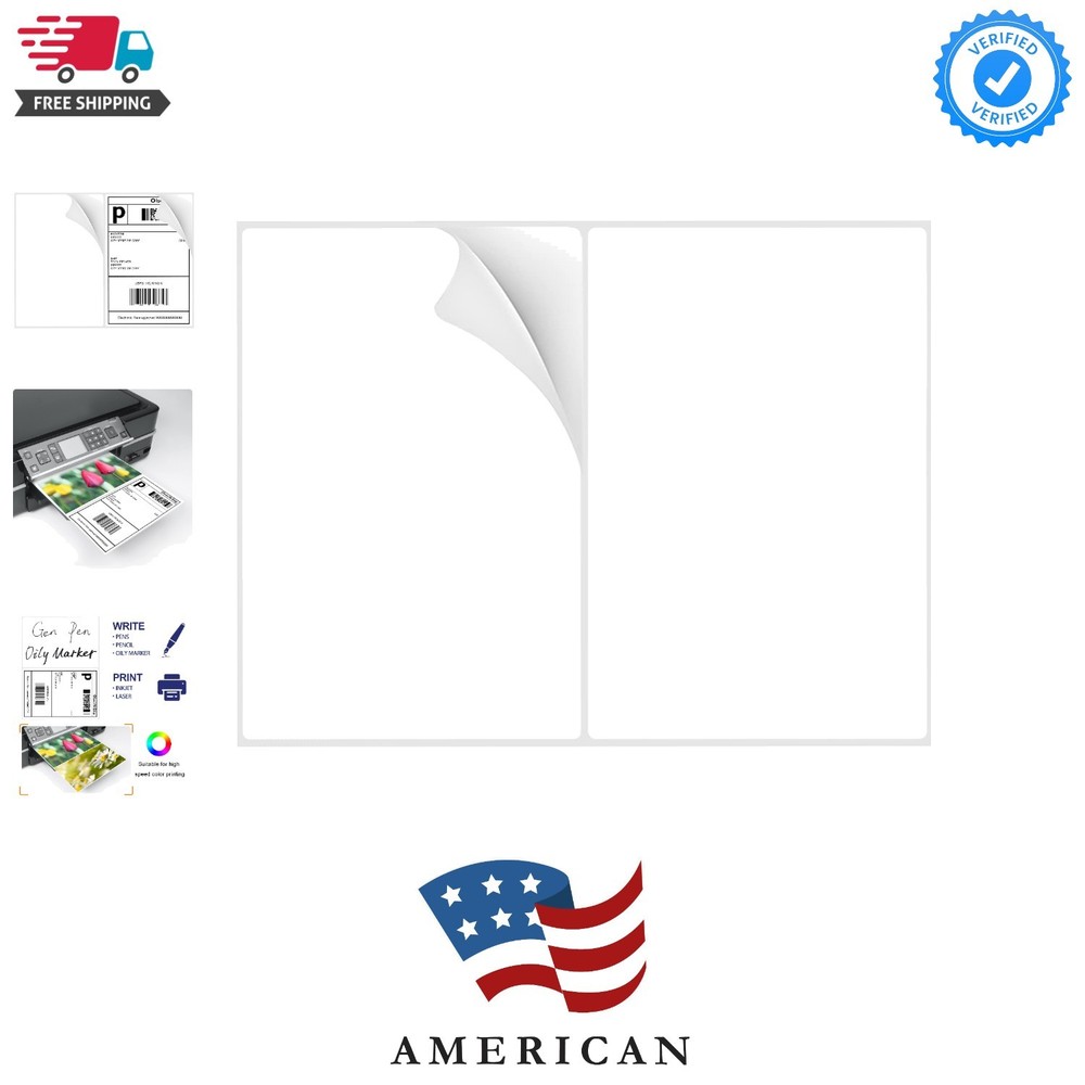 8-1/2″×5-1/2″ Shipping Labels 60 Labels Sticker Paper for Laser/Ink Jet Print…