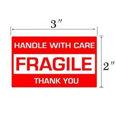 2″x3″ Fragile Stickers 500/Roll “HANDLE WITH CARE THANK YOU” Mail Warning Label