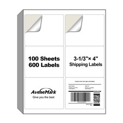 600 Shipping Address Labels 3-1/3″ x 4″ 100 Sheets Laser Inkjet Printer Stickers