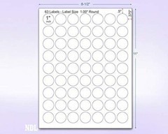 8-1/2″ x 11″ 30 Labels per Sheet – 1″ Round – 100 Sheets