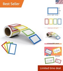Colorful Plain Name Tag Labels – 200 Stickers, 3.5 x 2.25 Inch, Colorful Bord…