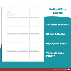 White Sticker Labels – 2″ x 1.5″ – Laser/Inkjet Compatible – (18 per Sheet), …