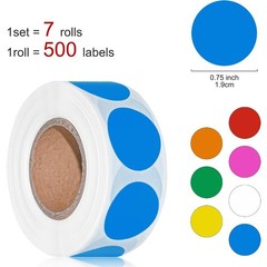 3500 Pcs Colored Dot Stickers, 3/4″ Label Sticker Round Color Coding Labels