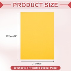 Printable Sticker Paper 50 Sheets 8″x12″ A4 Self Adhesive Dark Yellow