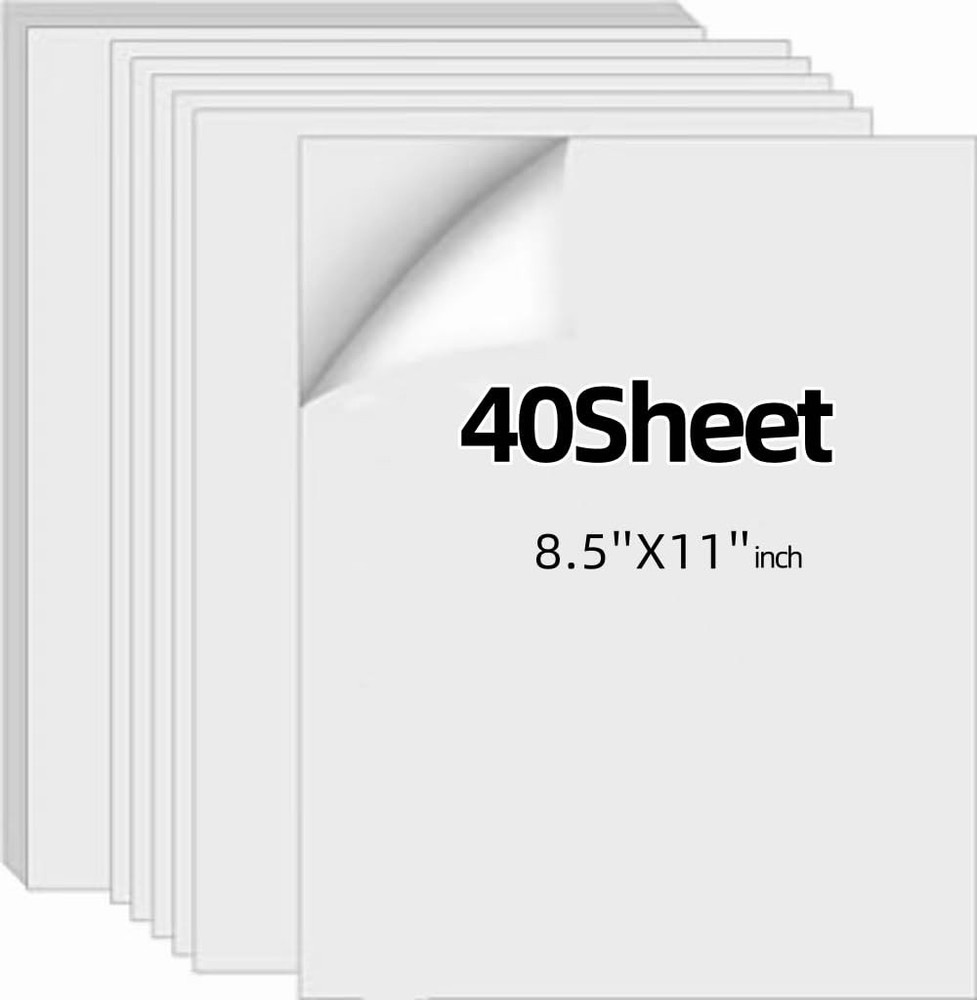 ZGBZCL Sticker Paper for Inkjet Printer 40 Sheets 8.5″ x 11″ Matte Full Sheet…