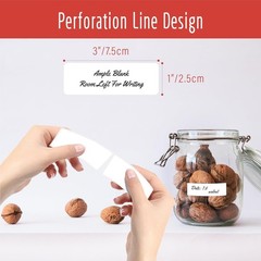 300 Removable Blank Food Labels, Water/Oil/Tear Resistant with Perforation Line