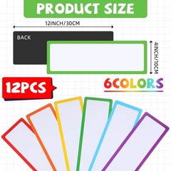 12 Pcs Large Magnetic Dry Erase Labels for Classroom, 12 x 4 Inch Rectangle M…