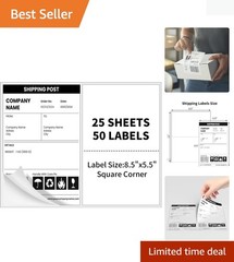 Easy Print 50 Self-Adhesive Mailing Labels – Perfect for Shipping & Organization