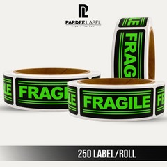 Fragile Stickers Neon Green 1×3 Shipping Warning Labels 250/Roll