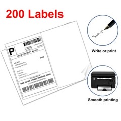200 Shipping Labels 8.5″×5.5″ Half Sheet 2 Per Sheet Self Adhesive Blank Labels